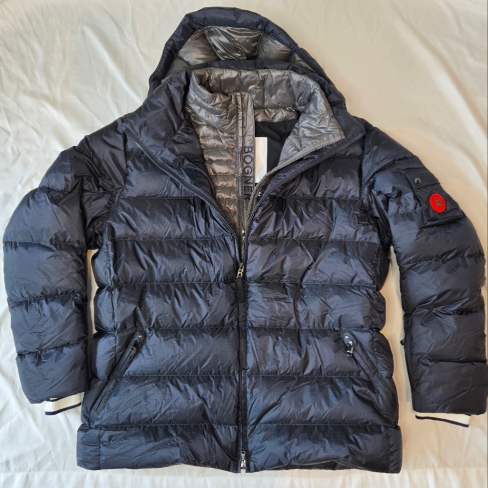 Bogner Sim-Do Men's Down Puffer Ski Jacket, Navy, US 48